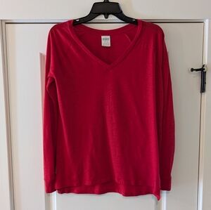 PINK Women's Red V-Neck Long Sleeve Top, Size XS